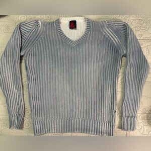 D&G Men's Y2K Ribbed V-Neck Sweater - IT Size 48 Vintage